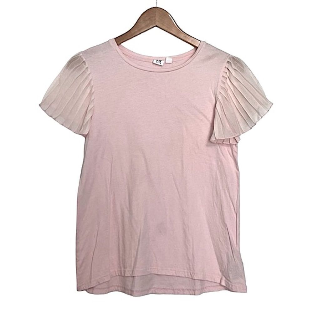 🌴 Gap Kids Feminine Pleated Short Sleeve Top Girls XXL Pale Pink